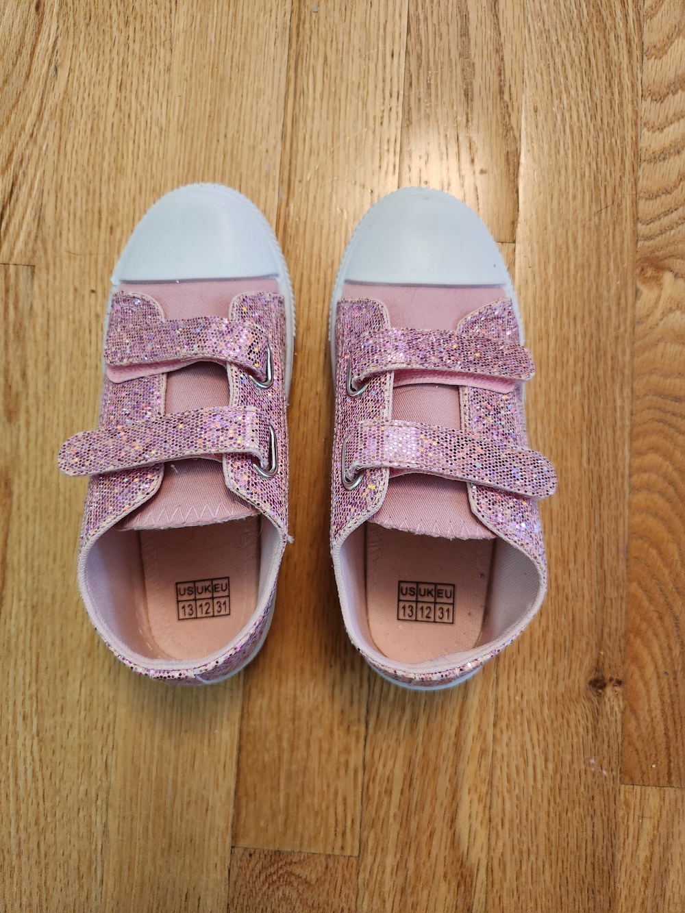Pink Glitter Kids Velcro Sneakers